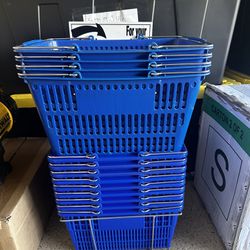 Hand Held Shopping Baskets with Rack Blue