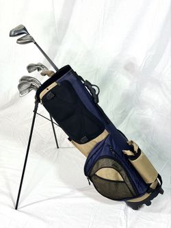 Men’s RH Golf Club Set Driver Wood Irons Putter + Izzo Stand Bag | Great Beginner Set 