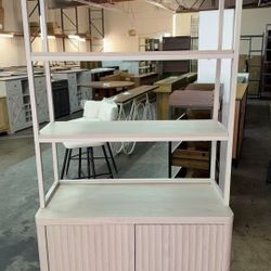 New assembled Book Shelf Fluted Bookshelf 71" Tall Bookcase with Doors Storage 5 Tier Mid Century Modern Bookshelves Large Shelves Metal Book Cases fo