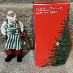 Vintage 1993 Clothtique Possible Dreams Workshop Santa 7” Fabric Mache Christmas
