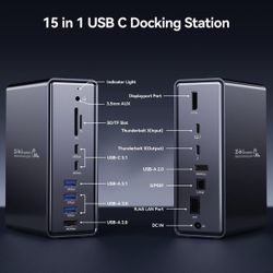 15 in 1 Docking Station Dual Monitor for MacBook Pro and Windows
