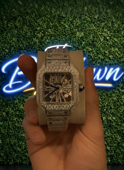 VVS1 D Color Moissanite Iced Out Cartier Skeleton Custom Watch – Box + Papers Included 
