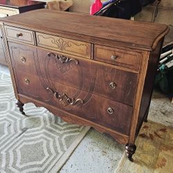 ANTIQUE CHEST ON CASTER WHEELS