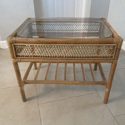 Vintage Bamboo/Rattan Accent Table