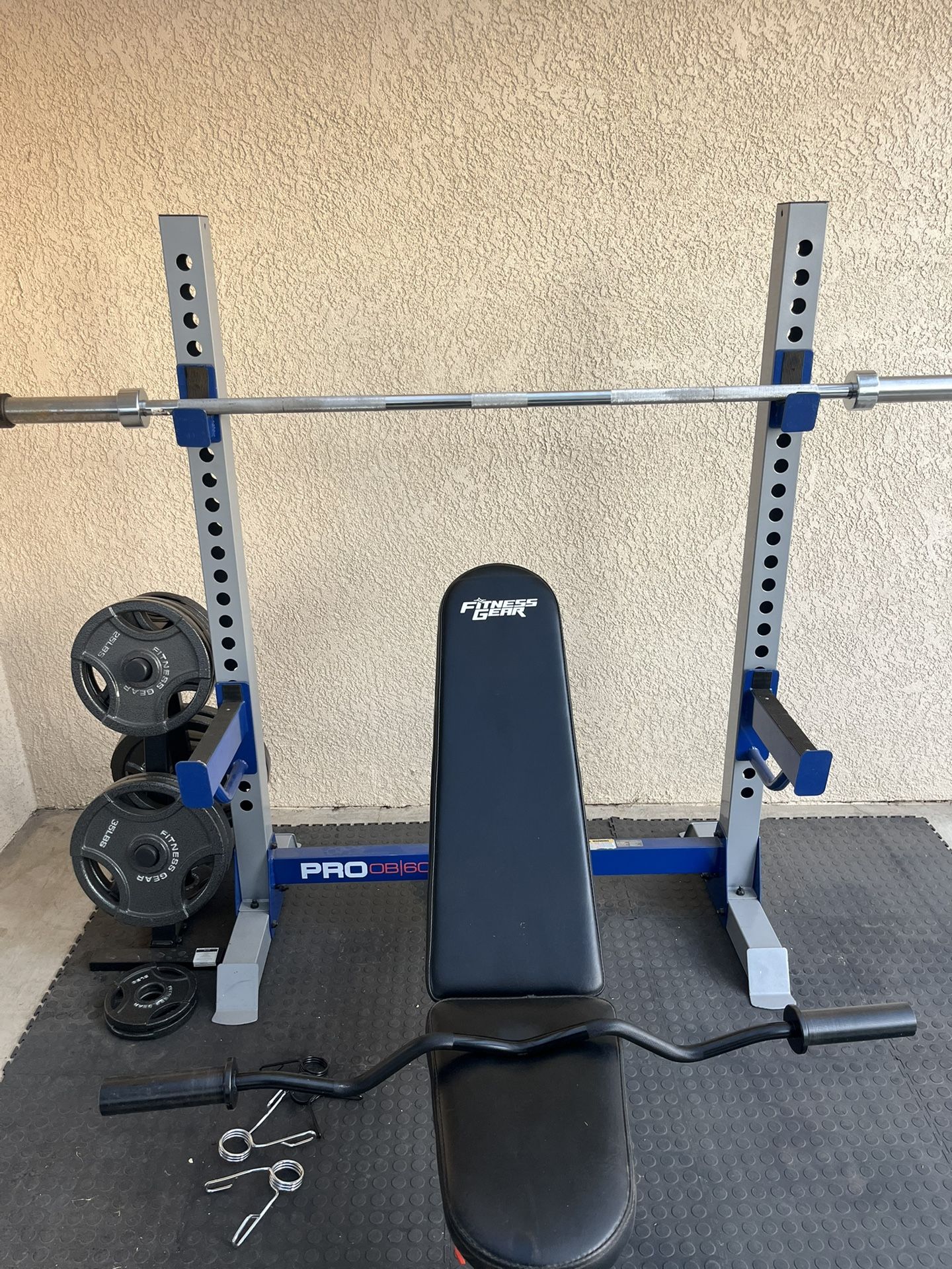 Weight Set, Ez Curl Bar And Rack