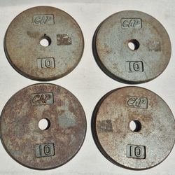 WEIGHTS, 40 POUNDS, (4 @ 10 lbs), WEIGHT PLATES, STILL WEIGHS 40 LBS 