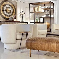 Free Delivery, NEW IN-BOX, White Bouclé Performance Fabric, Large Accent Chairs (Retail $1,199/each)