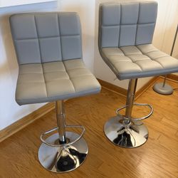 (2) Grey Adjustable Height Bar Stools