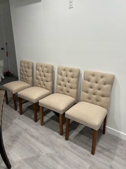 Set of 4 Tufted Upholstered Chairs