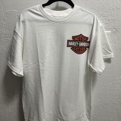 Harley Davidson White T-Shirt Men’s Medium Logo Front Tee
