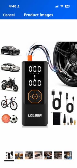Tire Inflator Portable Air Compressor Air Pump Tires Cordless Electric 180PS for Car, Motorcycle, Bike, Ball, with Tire Gauge Pressure-Black