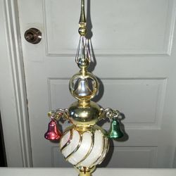 Vintage Bradford Gold Christmas 13" Tree Top Topper Spire ~ Bells