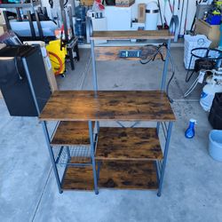 Coffee Bar Shelves Table With Outlet 