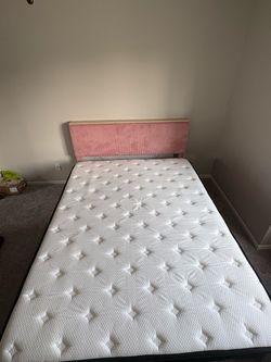 Queen Pink Bestier LED Bed Frame + 10" Vantto Mattress