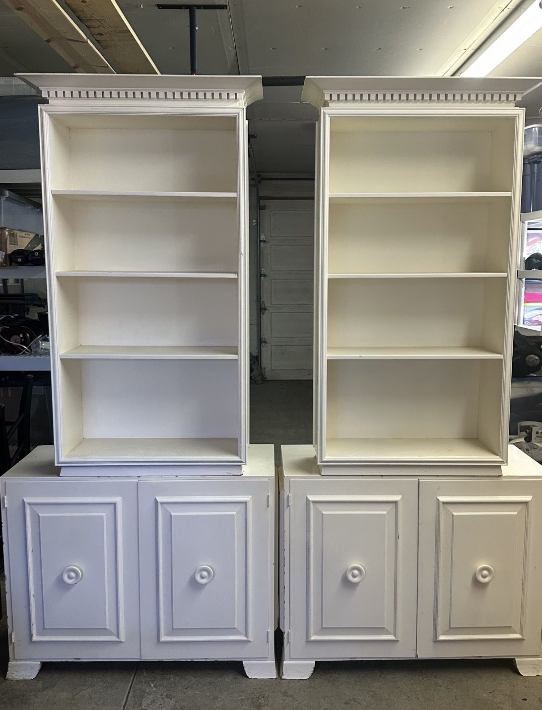 White Bookshelf Cabinets (Set of 2) – Great Condition