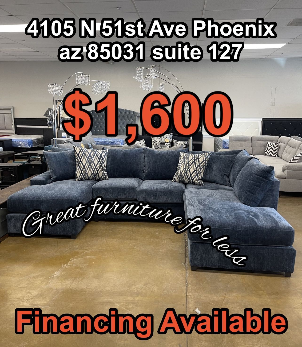 Sectional Blue Grey Brand New