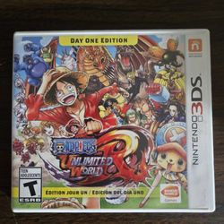 Empty case for One Piece Unlimited World Nintendo 3DS game.