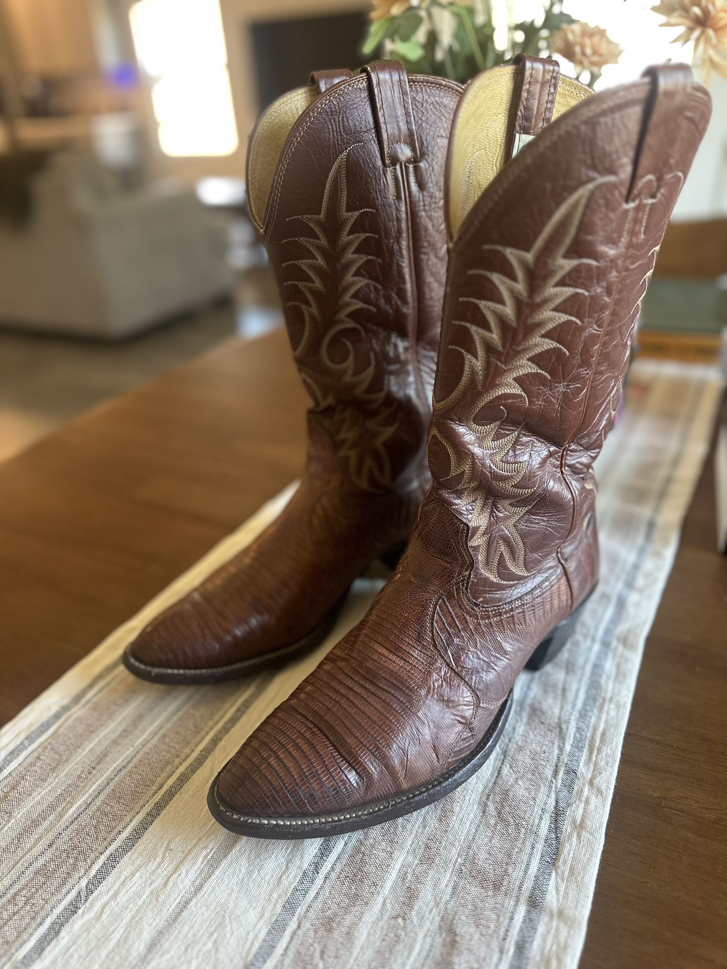 Vintage Nocona Teju Lizard Boots Sz 11D