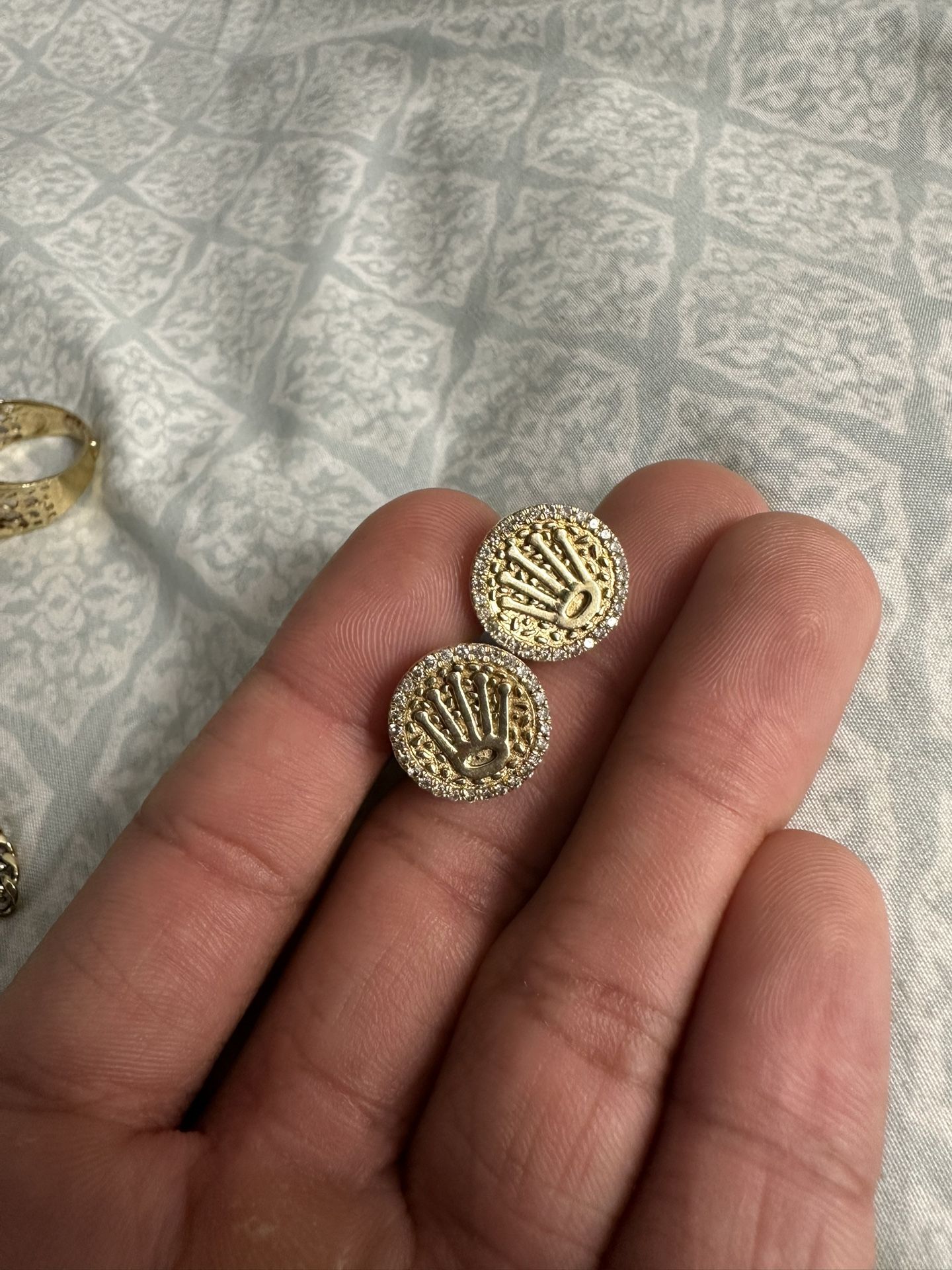 Rolex Earrings 10k Gold & Diamond