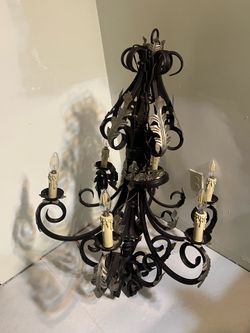 Beautiful Iron bronze chandelier with leaf accents