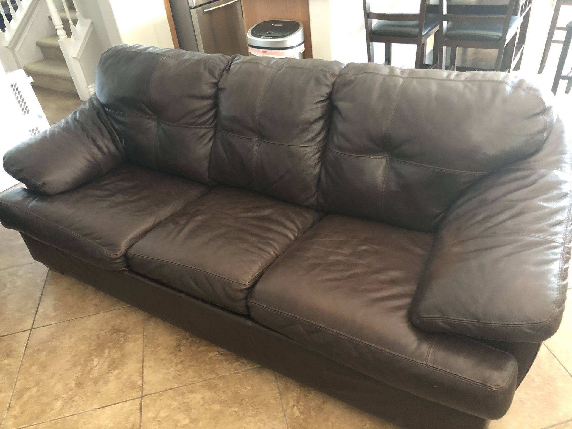 Four piece leather Couches for sale With sofa bed