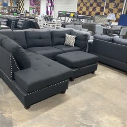 Black Sectional With Ottoman Same Day Delivery An Extra Cost CASH DEALS INSIDE STORE