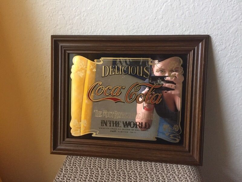 Vintage Coca-Cola pub mirror in original frame