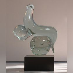 LICIO ZANETTI Signed Murano Art Glass Bullicante Eel With ball Sculpture Rare
