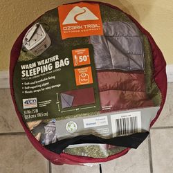 Ozark Trail 50 F Warm Weather Rectangular Sleeping Bag (Brand  New)