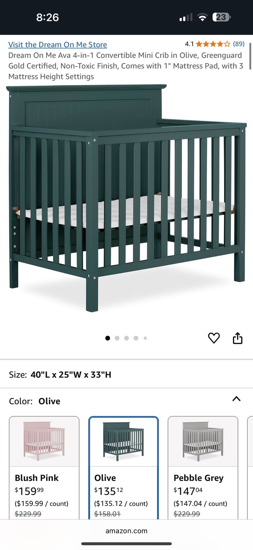 4-in-1 Convertible Mini Crib