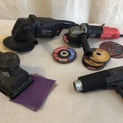 Power Tool Bundle - Palm Sander, Heat gun, 6” Sander Polisher, Angle Grinder 