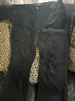 Men’s Black Washed Denim Jeans Size 38x32