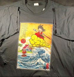XL Slim Fit DragonBall T-Shirt Black Short Sleeve Graphic Young Goku Kame Nimbus