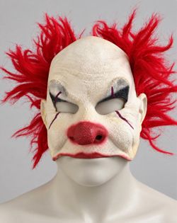Creepy Clown Halloween Half Mask with Red Hair - clown pants
