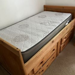 Wood Twin Bed And Matress