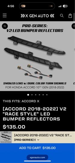 ACCORD 2018-2022] V2 "RACE STYLE" LED BUMPER REFLECTORS
