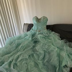 Quinceañera Aqua Green Dress