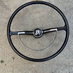 Black Stock VW Steering Wheel And Muffler 