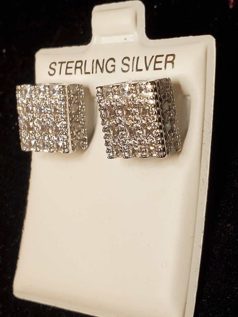 925 Silver CZ Stud Earrings