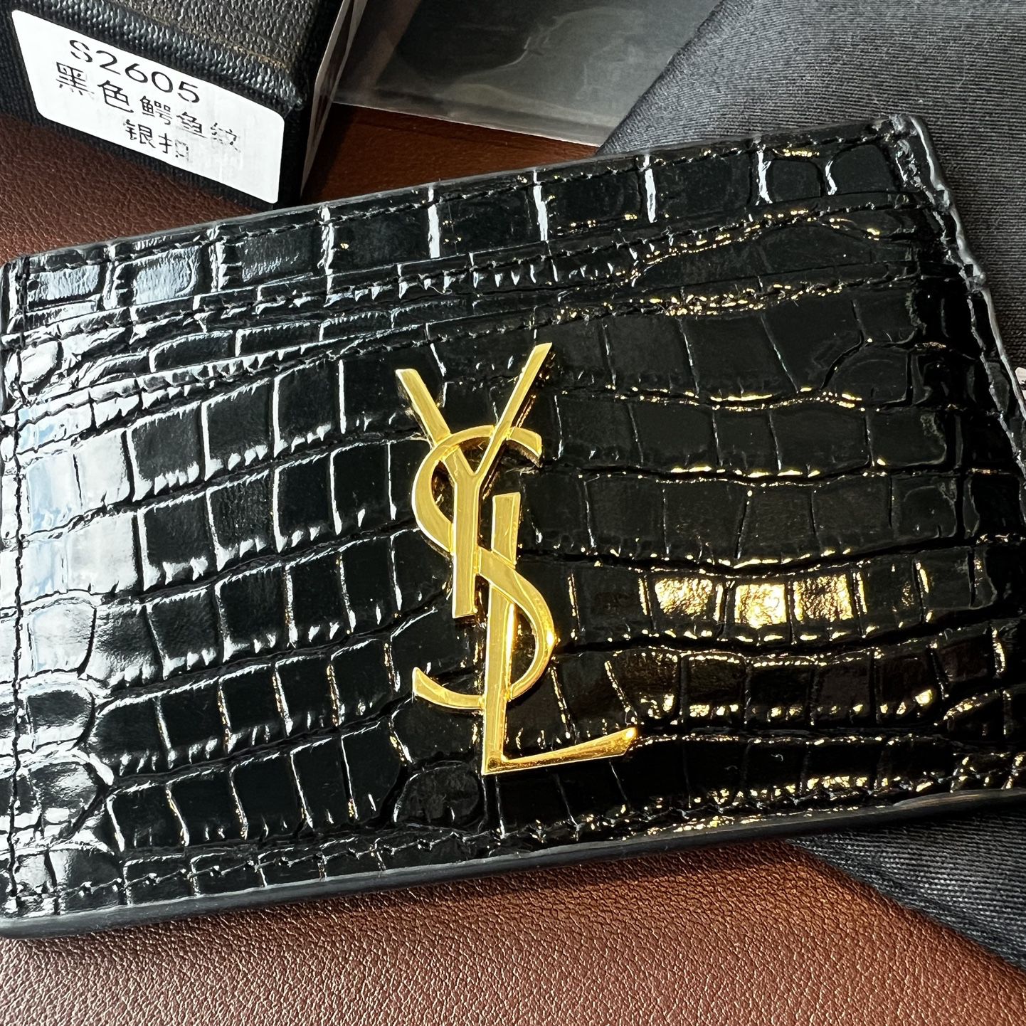 Y S L Black Crocodile Cardholder With Gold Emblem for Sale in Scottsdale,  AZ - OfferUp