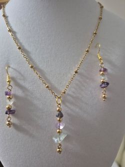 Multi color charka stone necklace and earrings