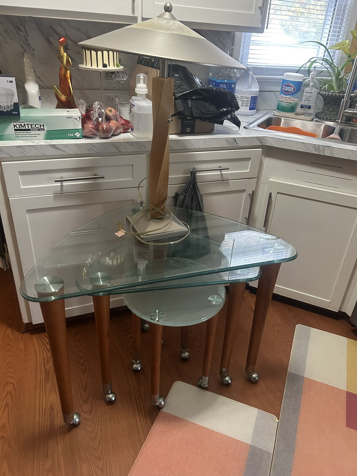 Lamp And 3 Tier End Tables 