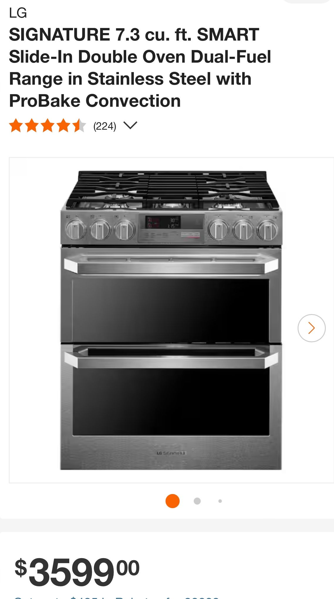 HOT DEAL ! SIGNATURE 7.3 cu. ft. SMART Slide-In Double Oven Dual-Fuel Range in Stainless Steel with ProBake Convection