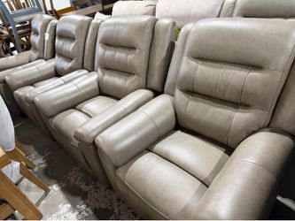 Neutral beige colored reclining chairs $250 each soft cushion seating