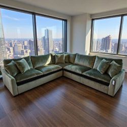 Carriage View 3-Piece Jade Sectional