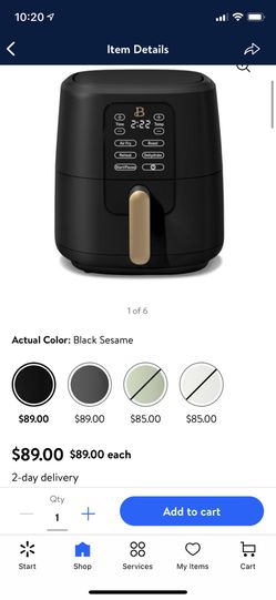 Beautiful 6 Quart Touchscreen Air Fryer, Black Sesame by Drew Barrymore