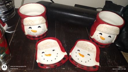 Snowmen Mugs + Coasters