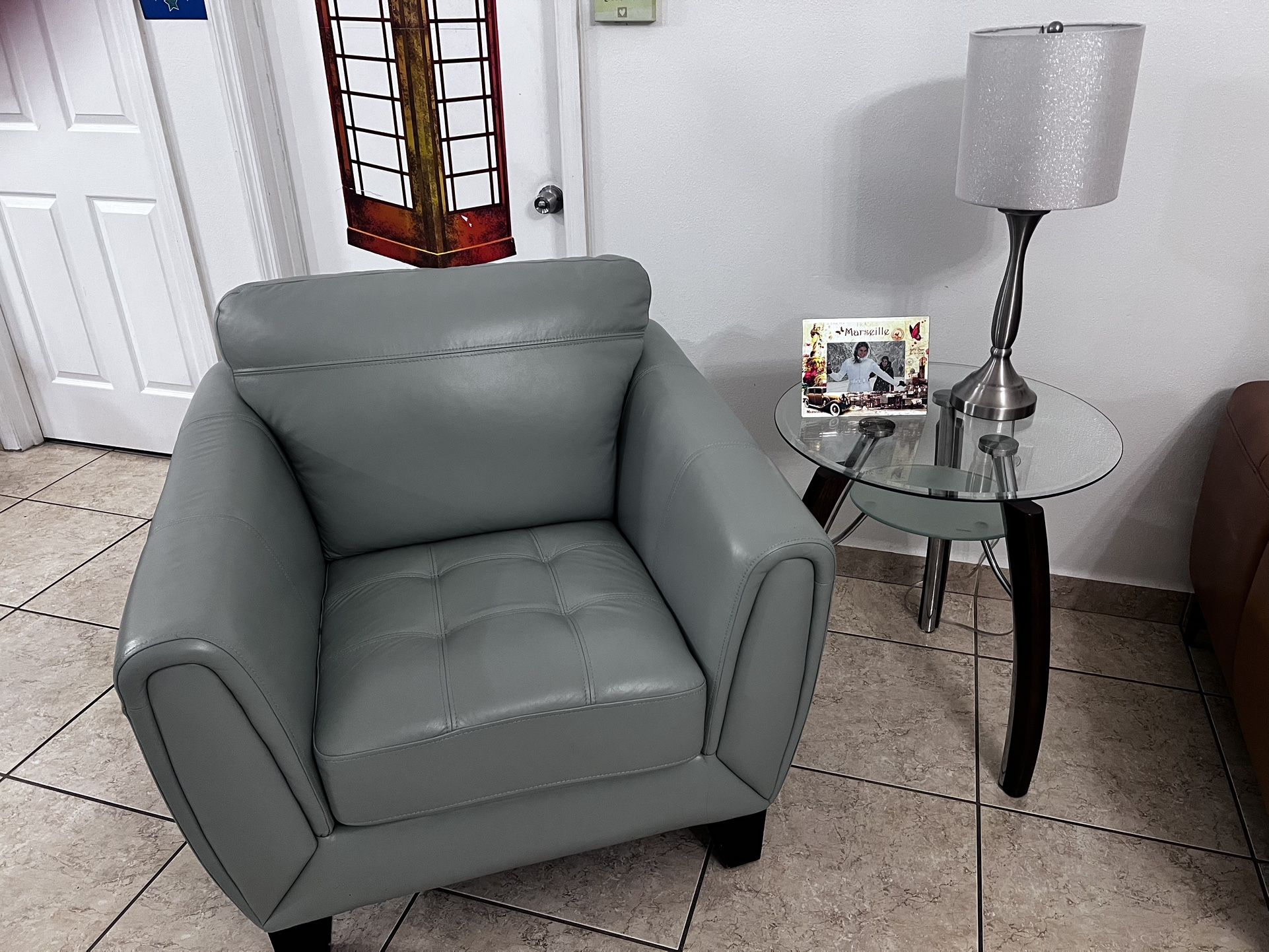 Pastel Leather Sofa And a Armchair From Macys