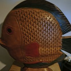 Tiki bar Fish Carved Statue 