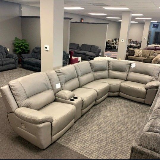 Dunleith Gray Power Recliner 6Pc Sectional ☕️ İn Stock,  Fast Delivery 